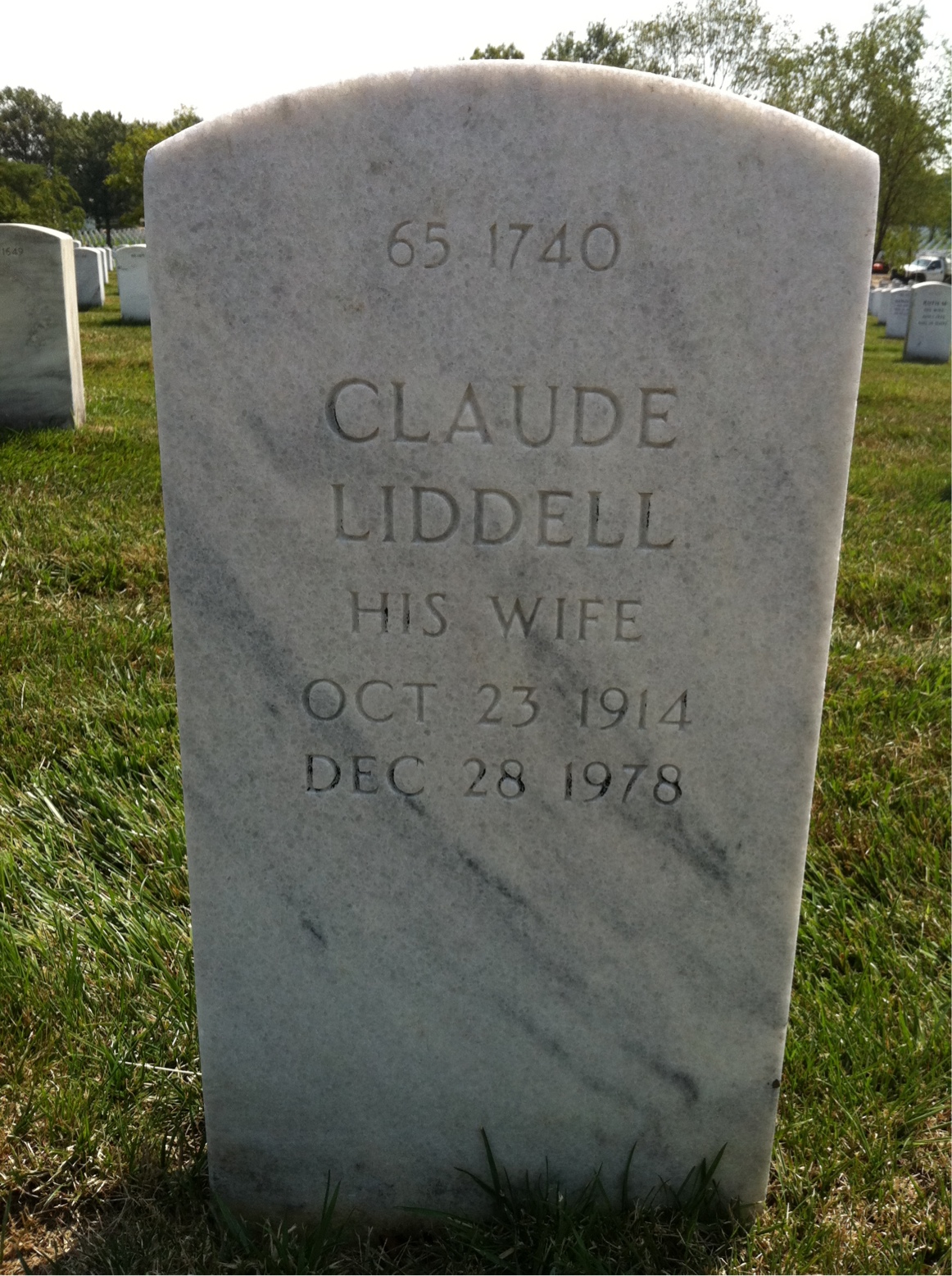 Back of headstone — Arthur Allen