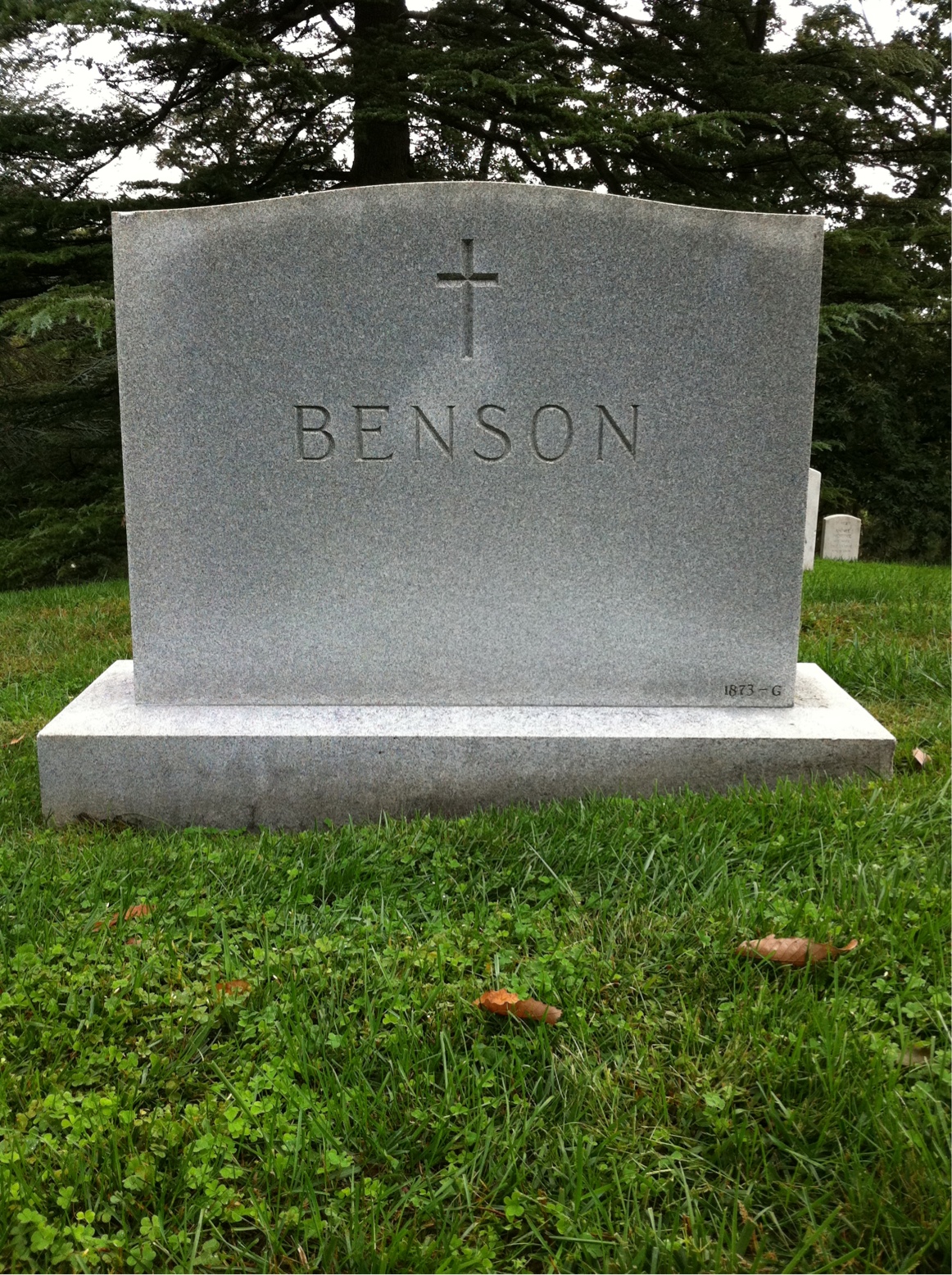 Back of headstone — Elizabeth Benson
