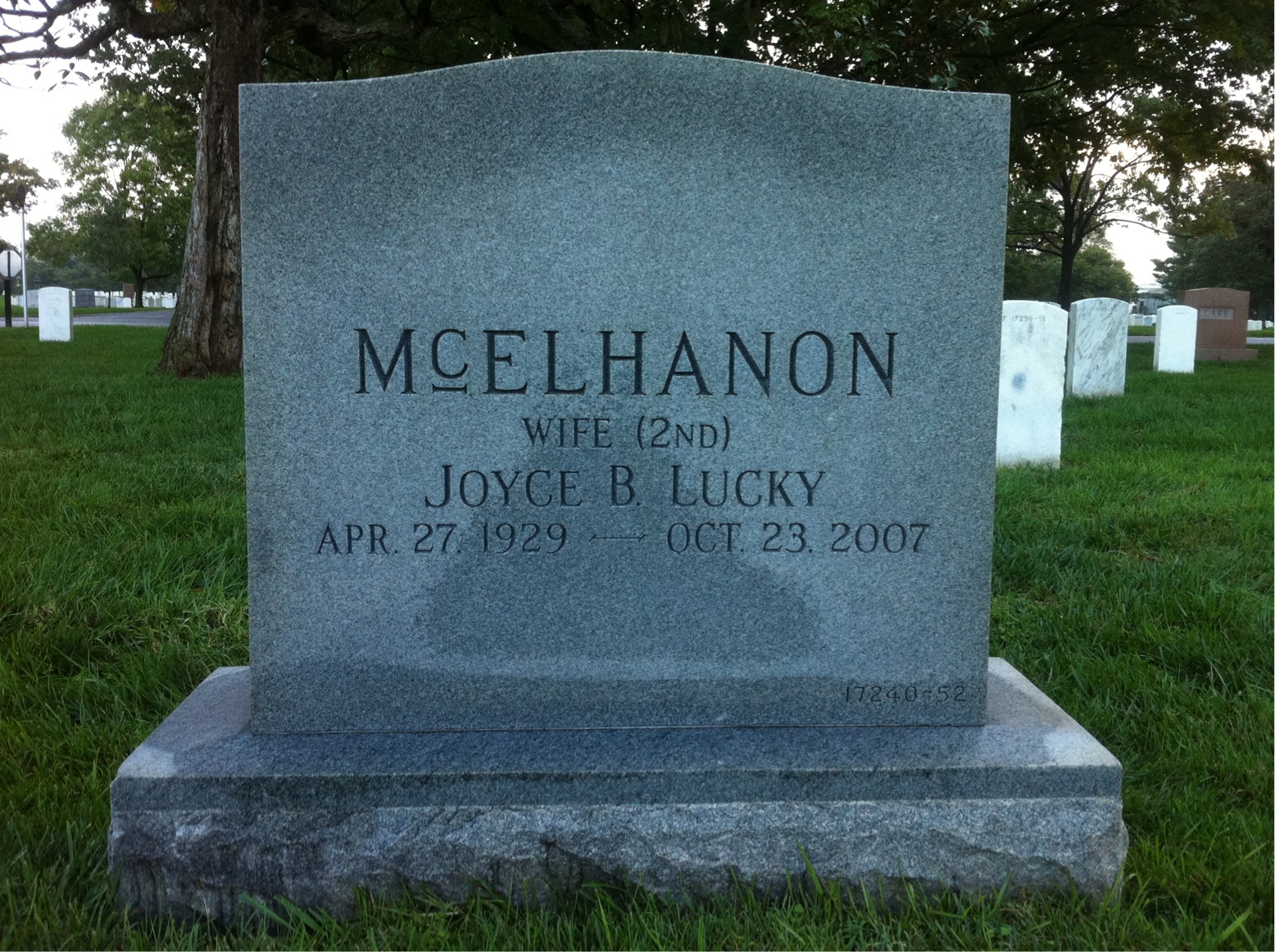 Back of headstone — Charles Mcelhanon