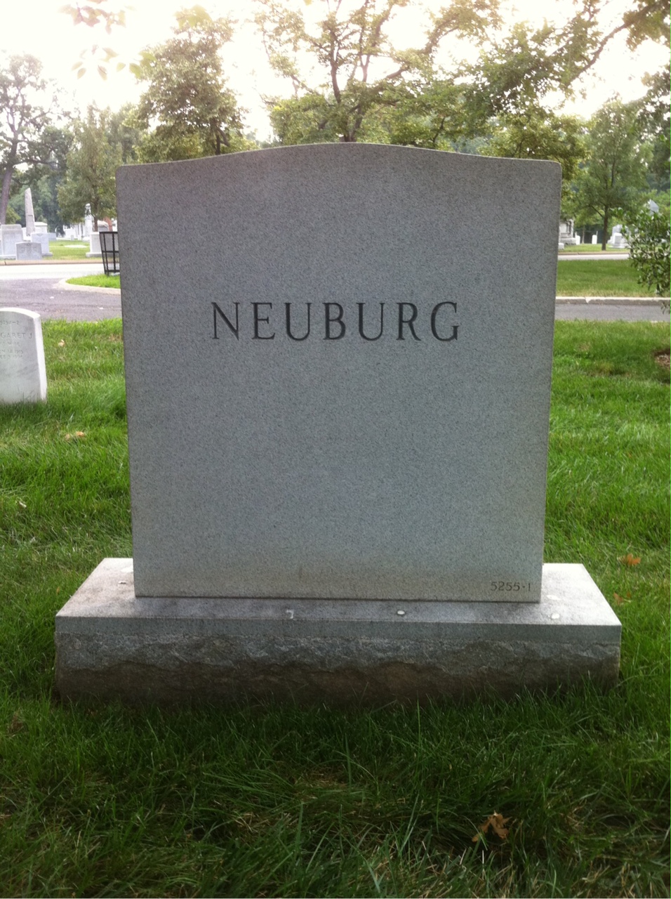 Back of headstone — Gerald Neuburg