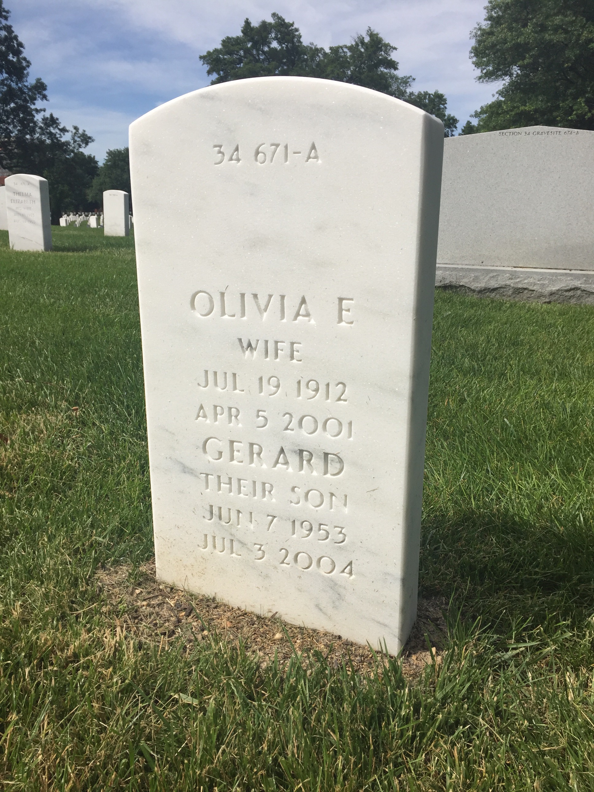 Back of headstone — John Wessmiller