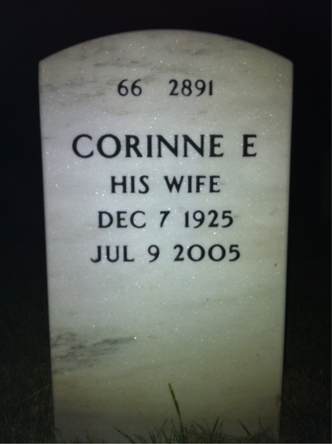 Back of headstone — Eugene Smith