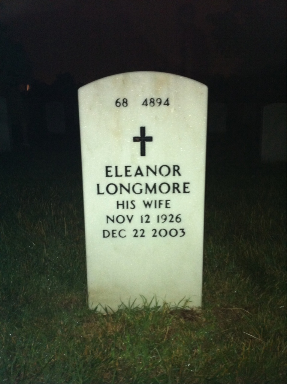 Back of headstone — Glen Row