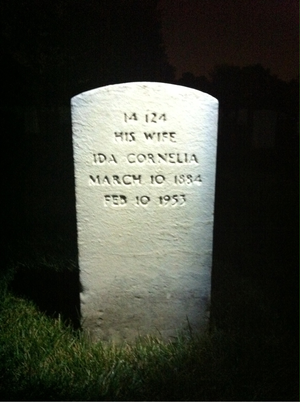 Back of headstone — Ida Cunningham
