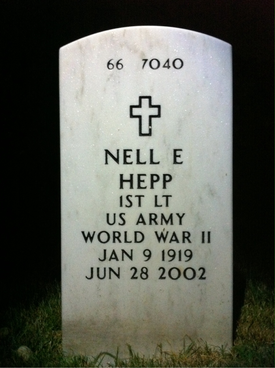 Back of headstone — Daniel Hepp