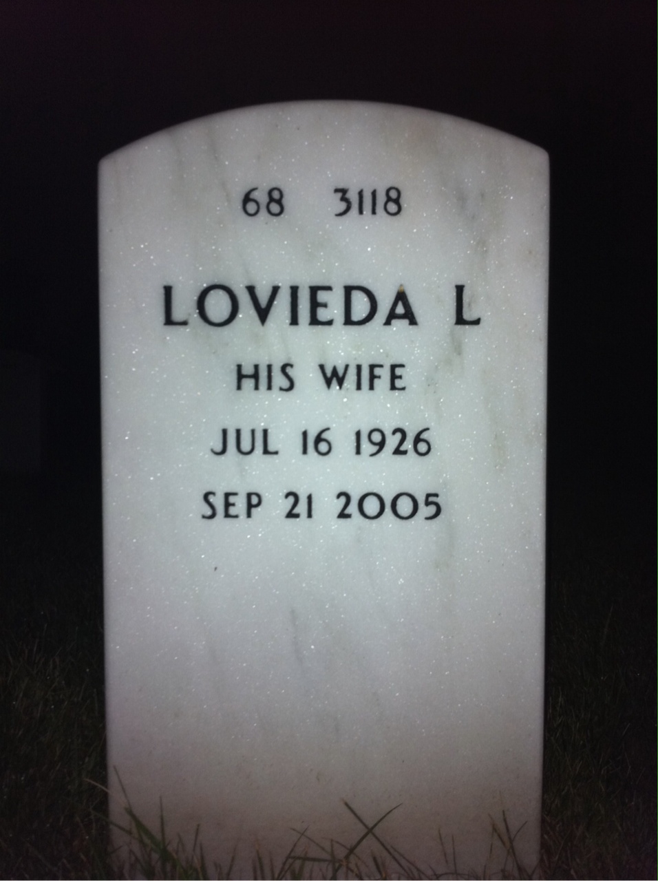 Back of headstone — Aubrey Marsh