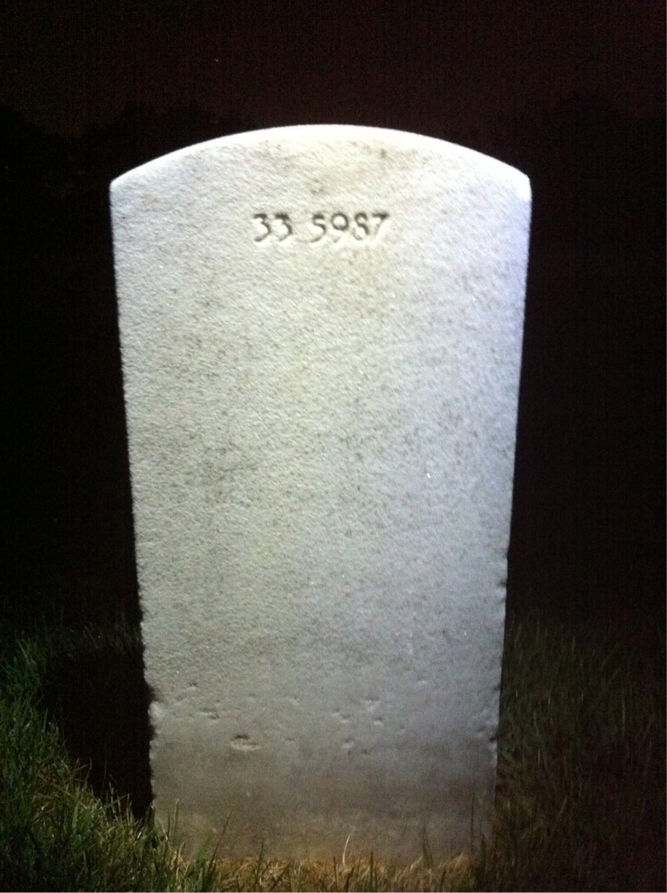 Back of headstone — William H Cunningham
