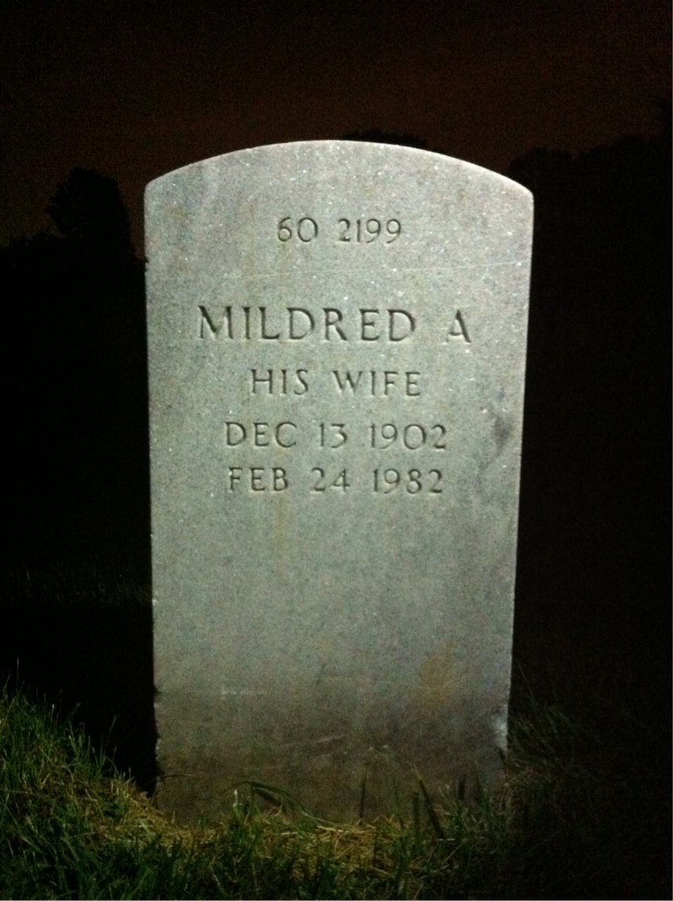 Back of headstone — George Mooney
