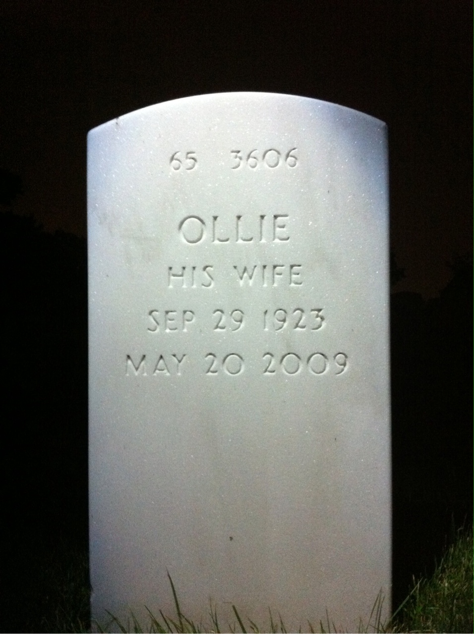 Back of headstone — Winford Chancey