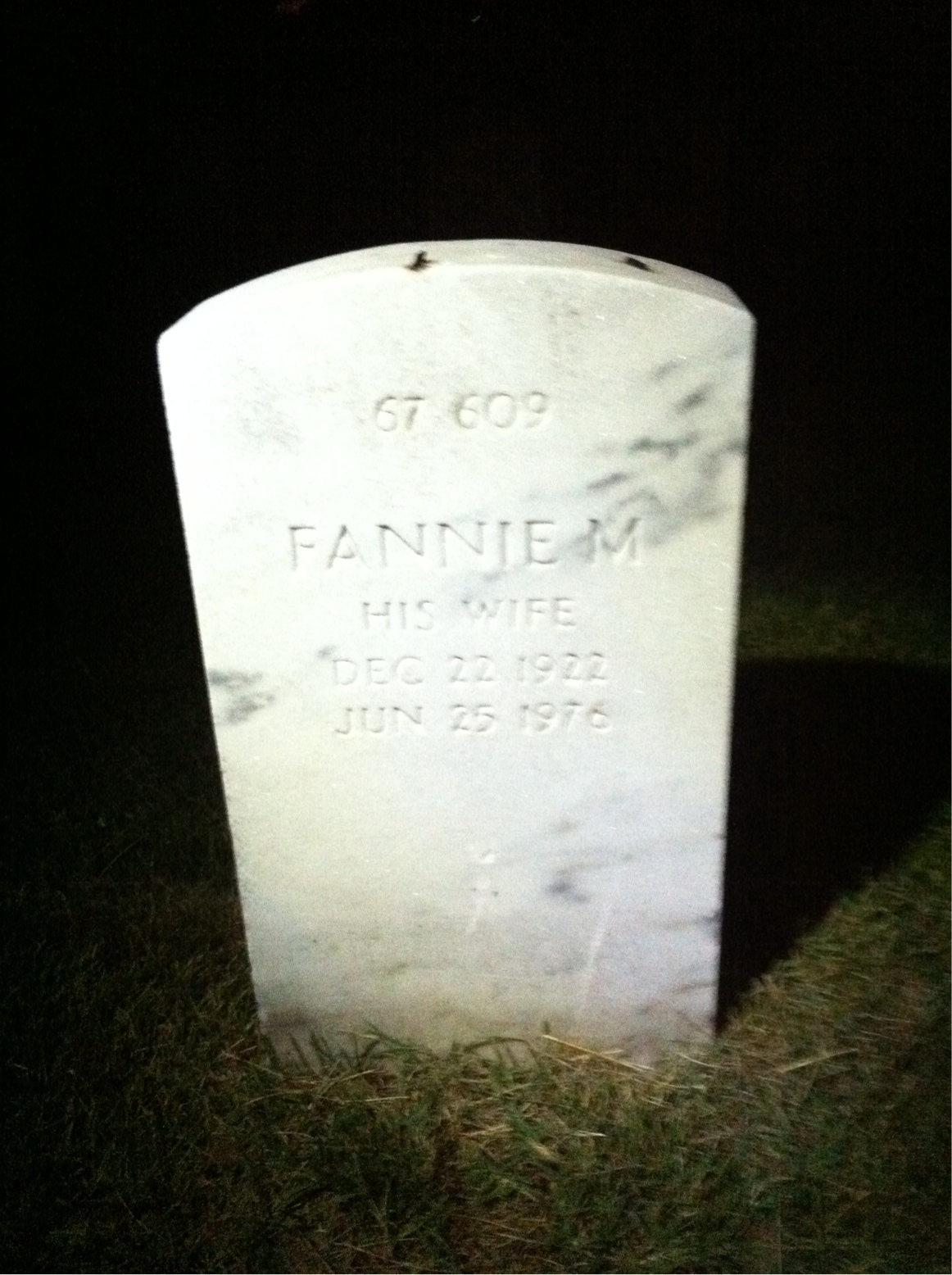 Back of headstone — Lou Moore