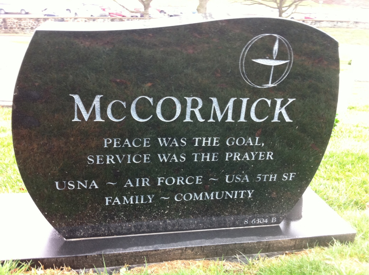 Back of headstone — Dennis Arthur Mccormick