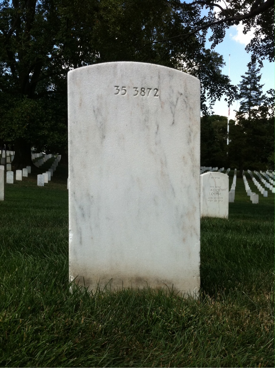Back of headstone — James Baker