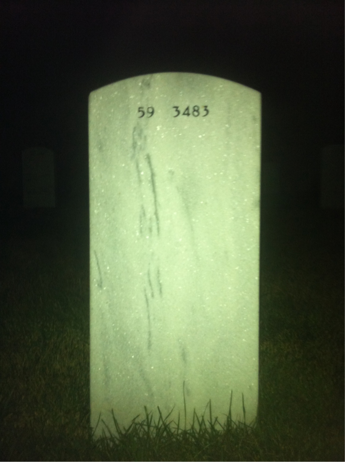 Back of headstone — James Harris