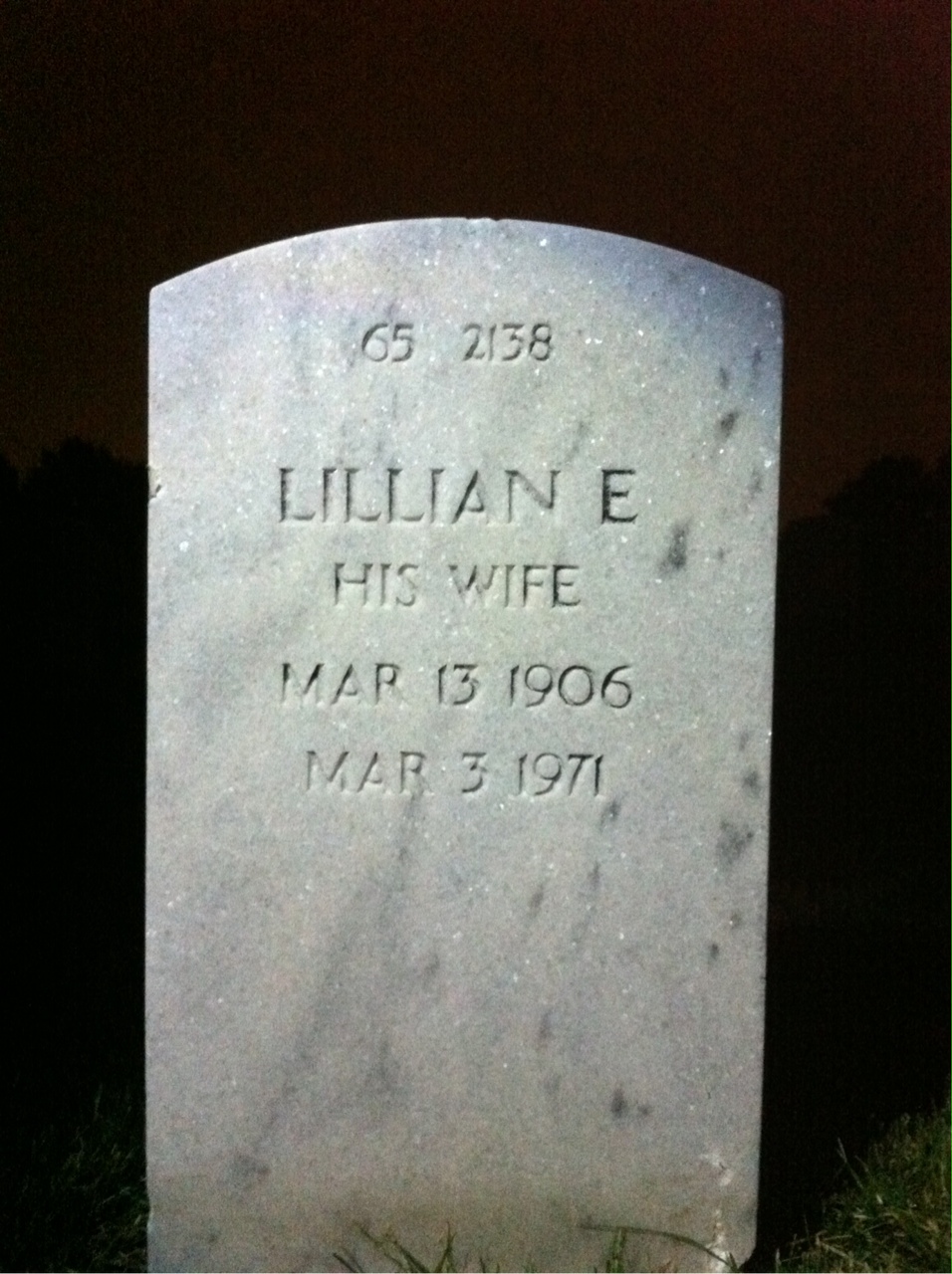 Back of headstone — Andrew J Stubler