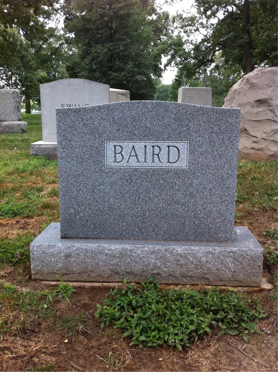 Back of headstone — William Baird