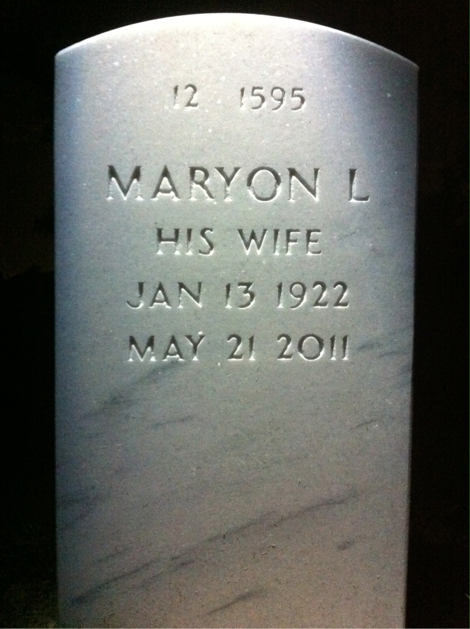Back of headstone — Carl Cummins
