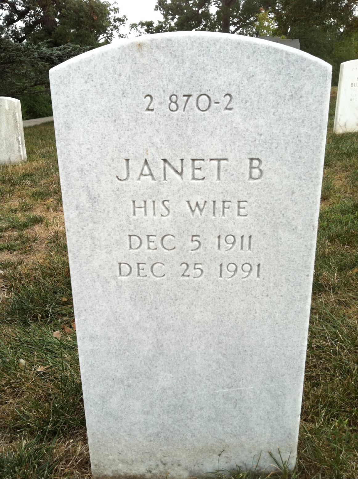 Back of headstone — Royden Beebe