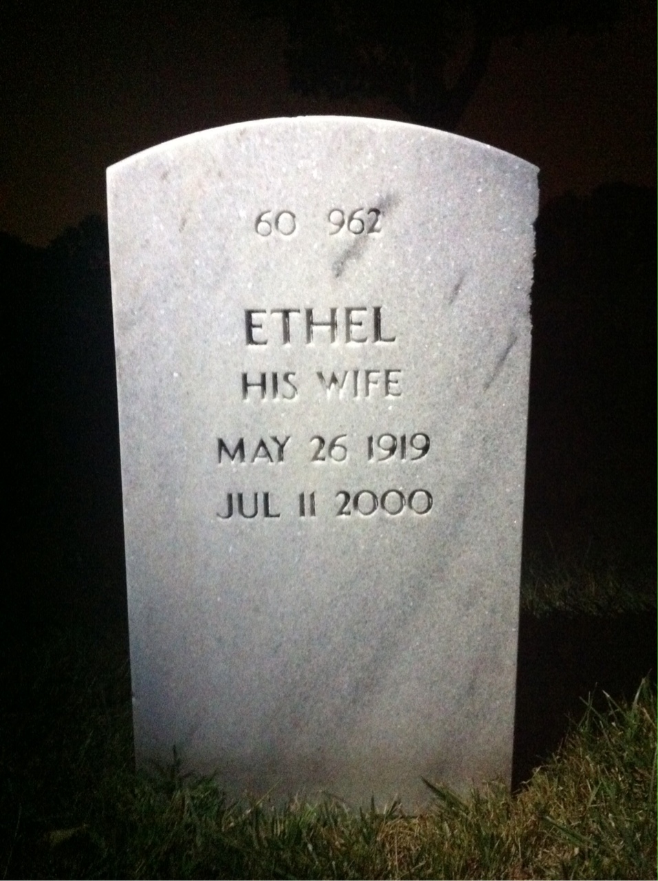 Back of headstone — Hence Moore