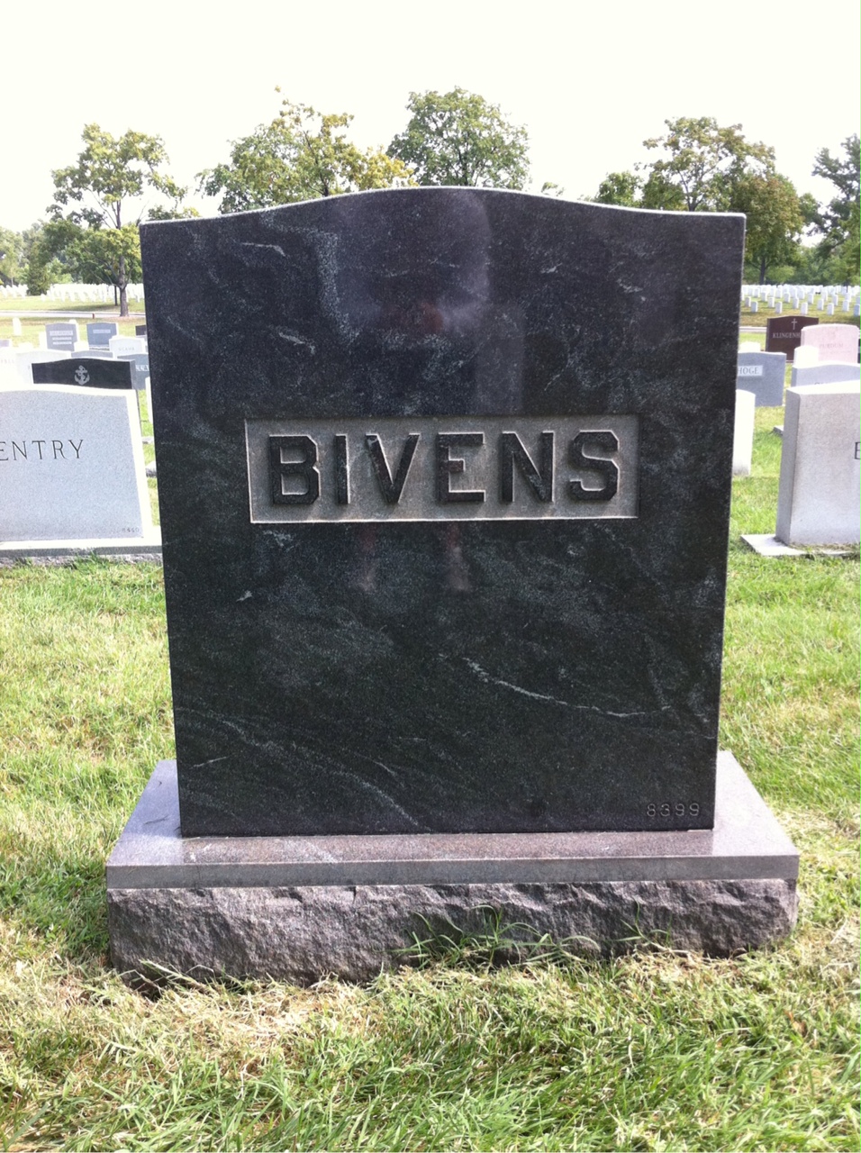 Back of headstone — William J Bivens