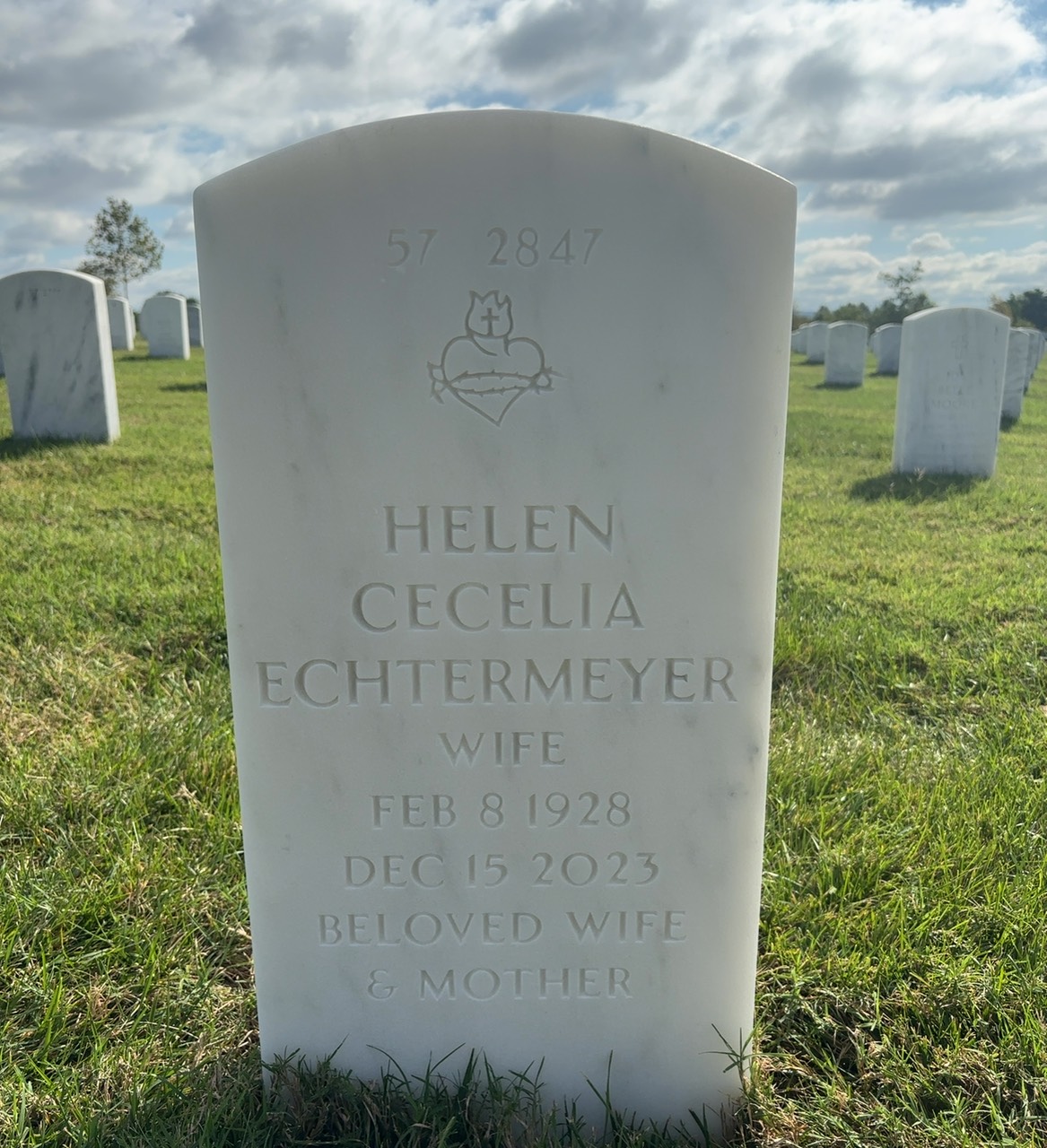 Back of headstone — William B Finnegan