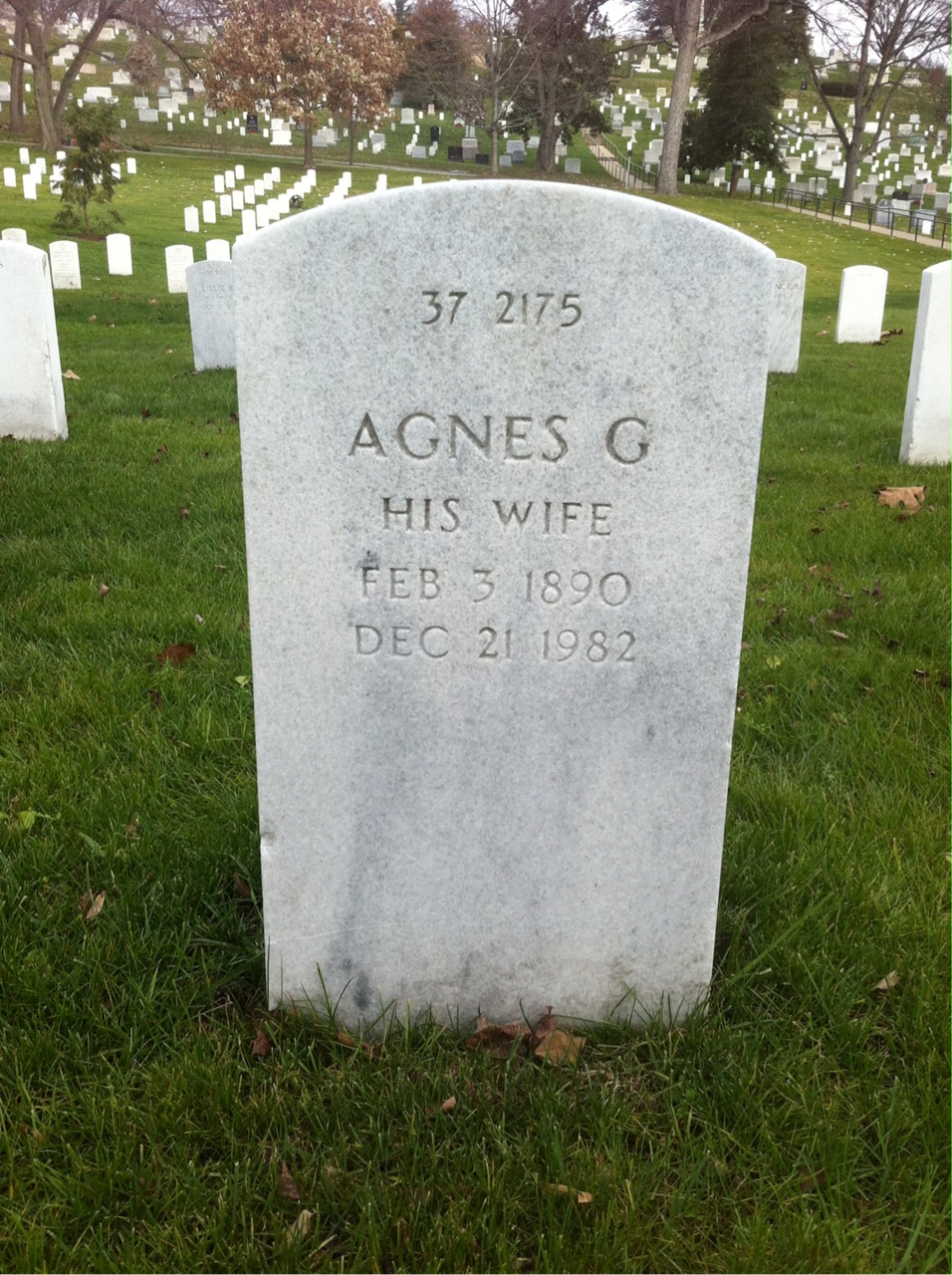 Back of headstone — Agnes Mudd