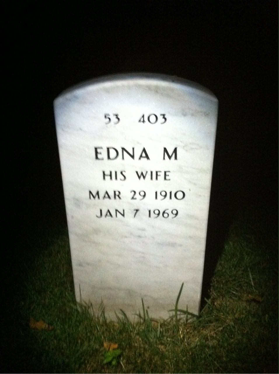 Back of headstone — Edward Whitfield