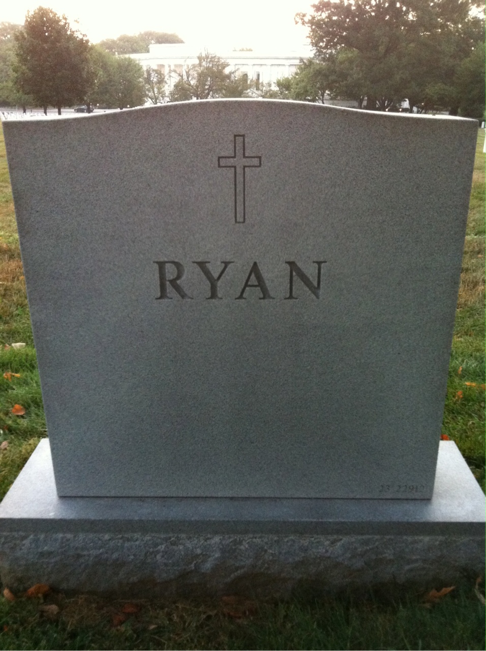 Back of headstone — John Ryan
