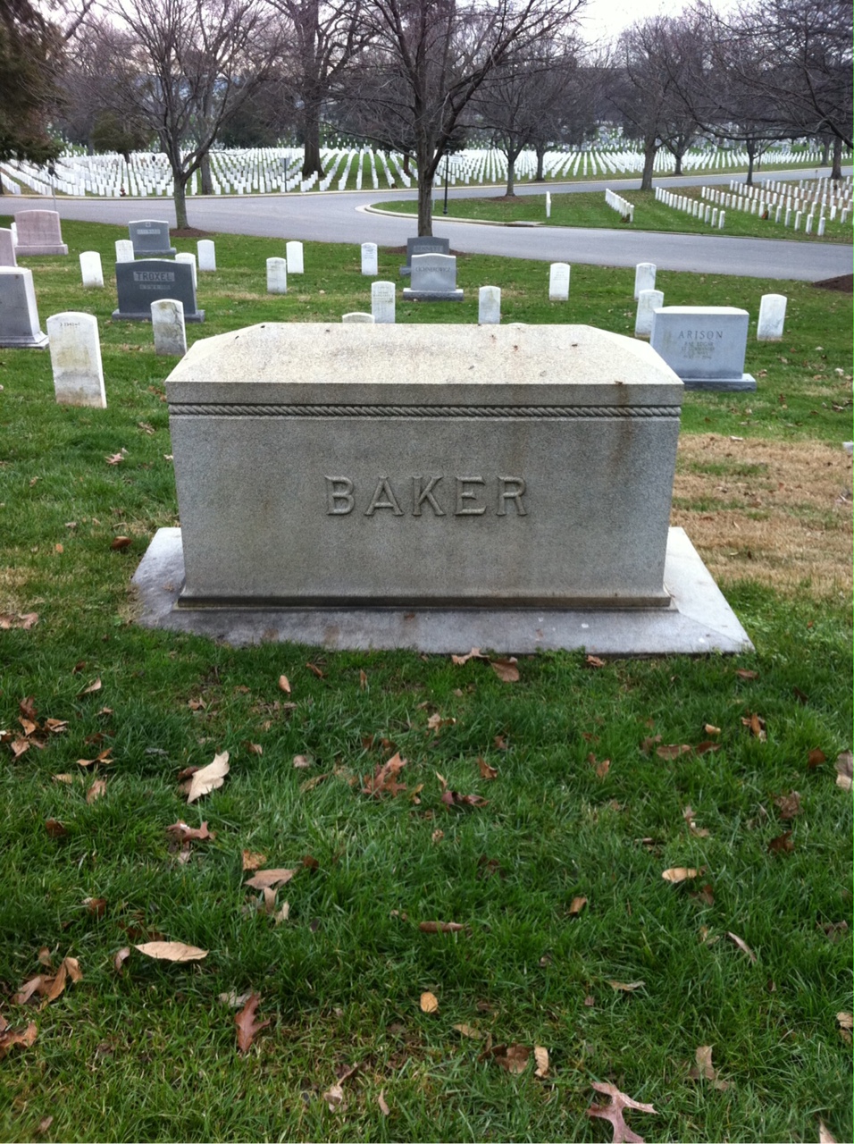 Back of headstone — David Baker