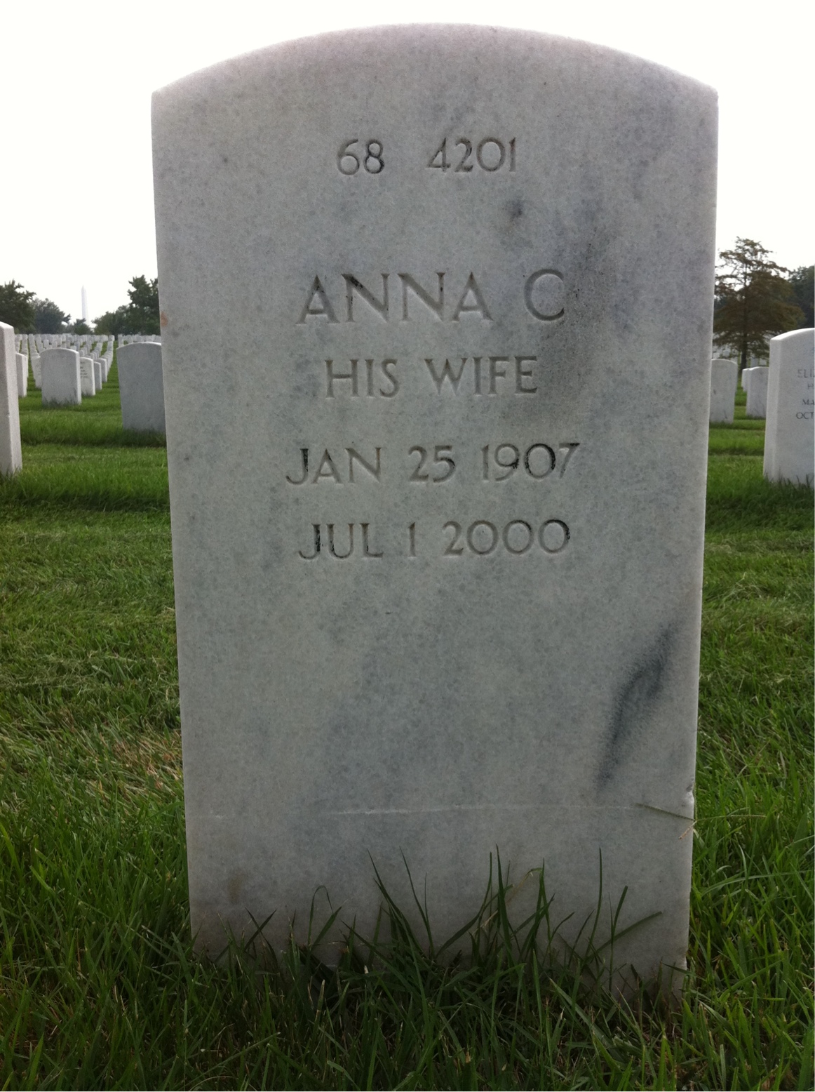 Back of headstone — Anna Ball