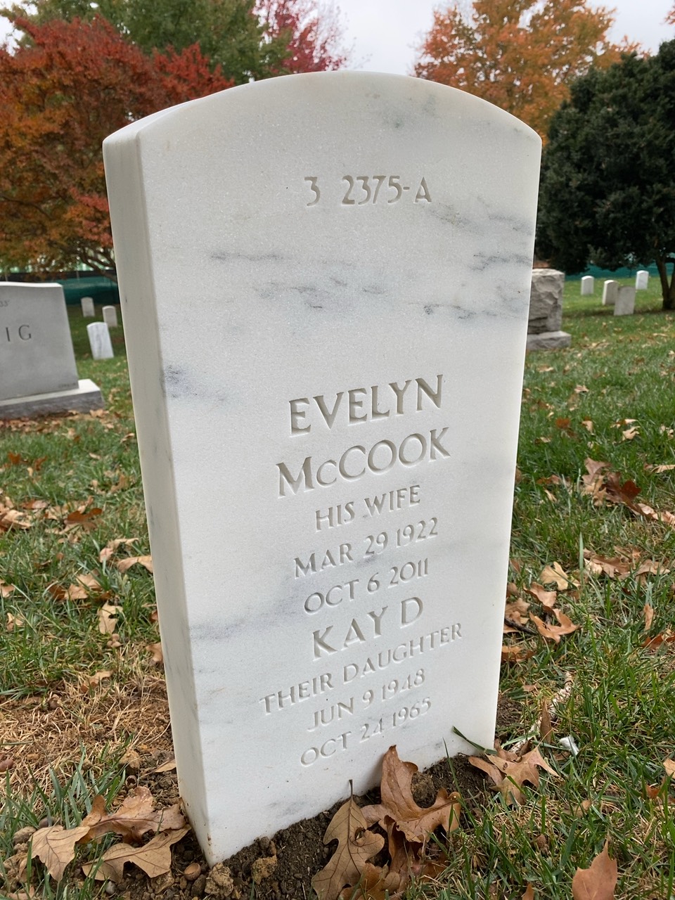 Back of headstone — John Kennedy