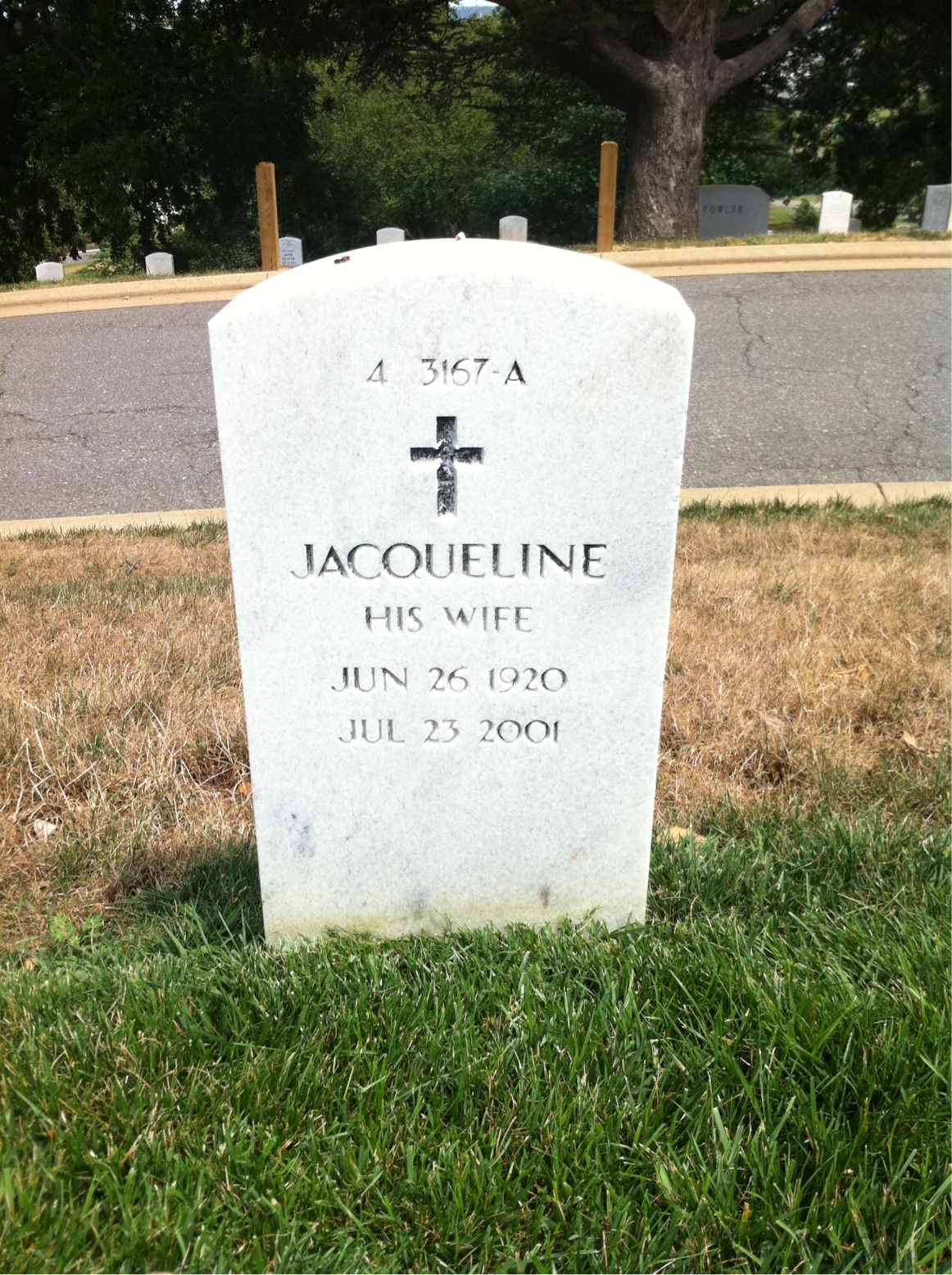 Back of headstone — Jacqueline Adams