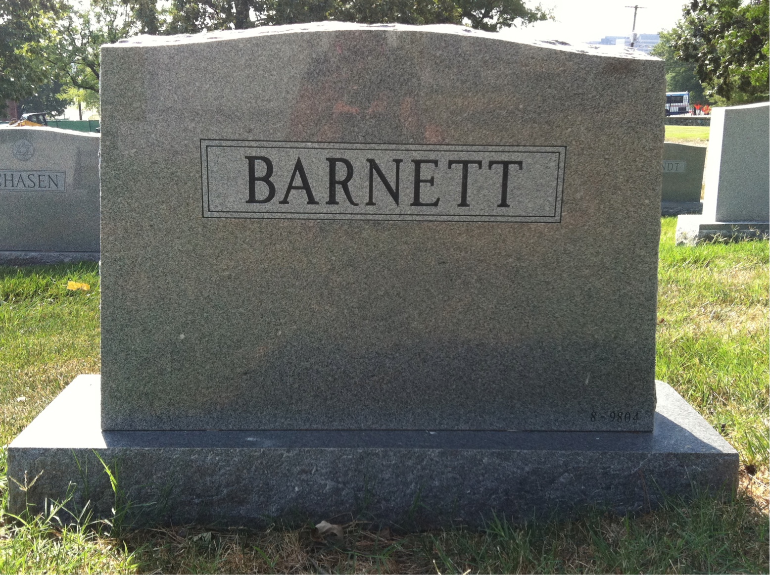 Back of headstone — Thomas Barnett