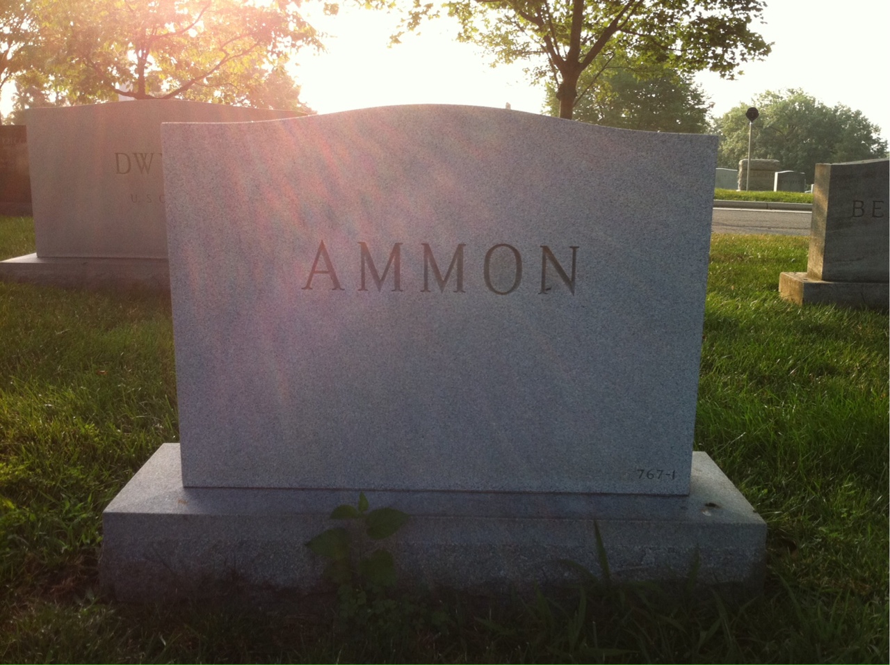 Back of headstone — Glendon Ammon