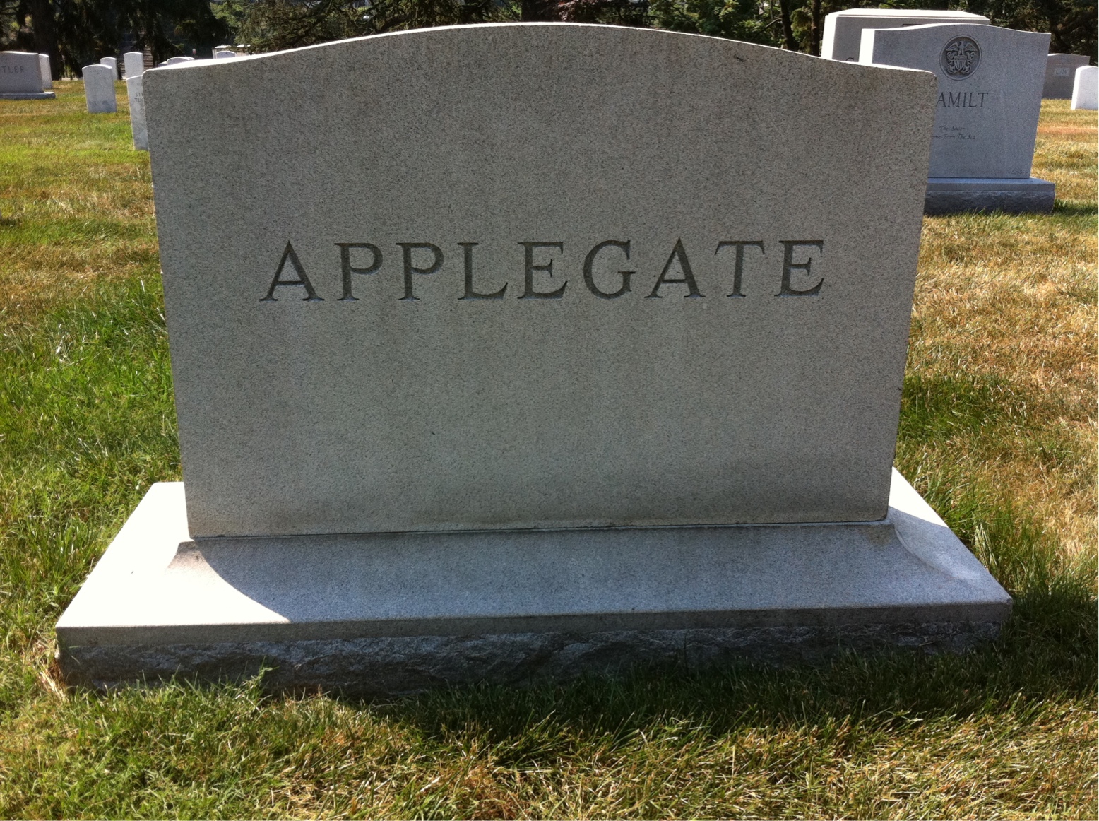 Back of headstone — Amalia Applegate