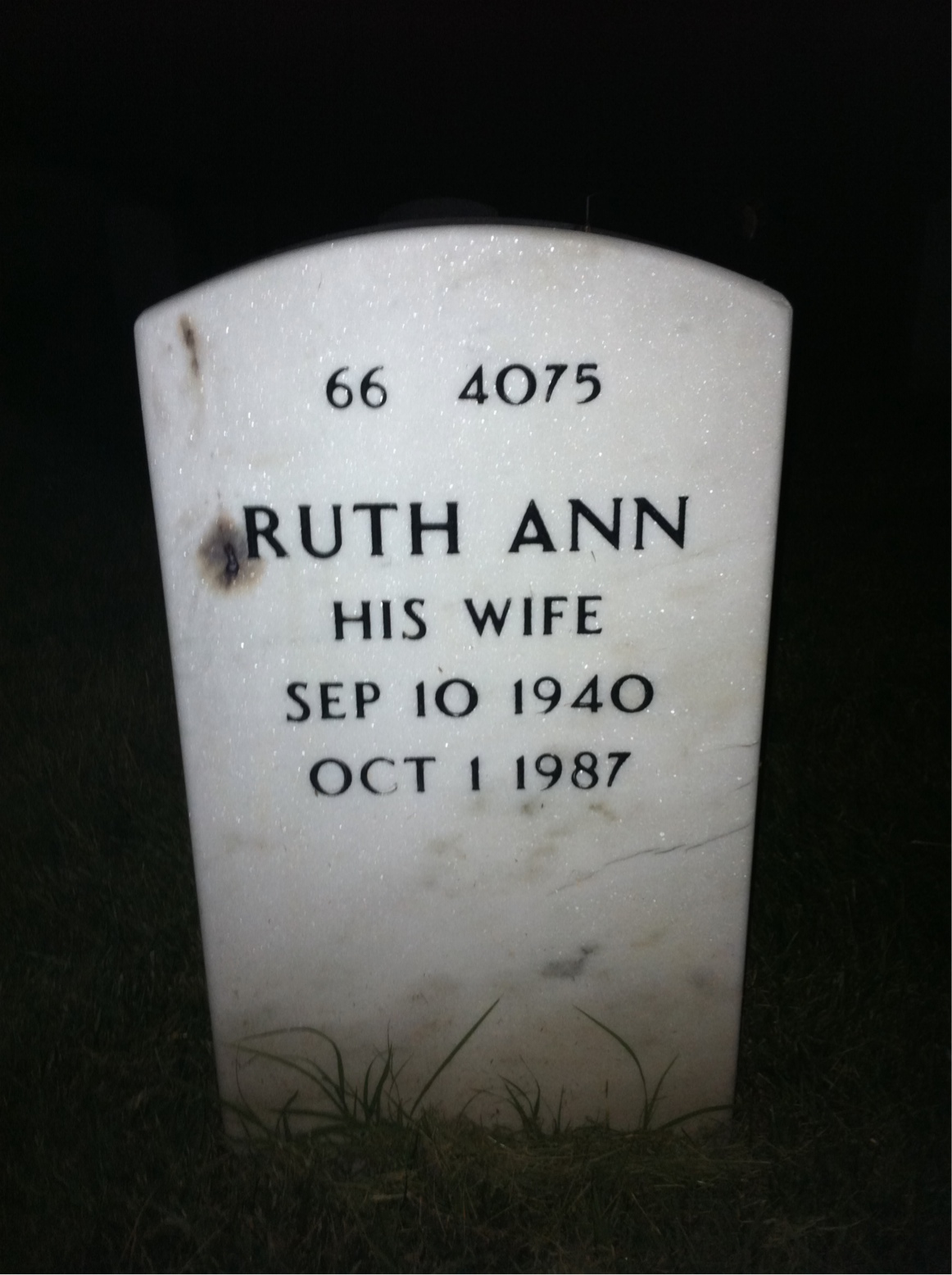 Back of headstone — Walter Cole