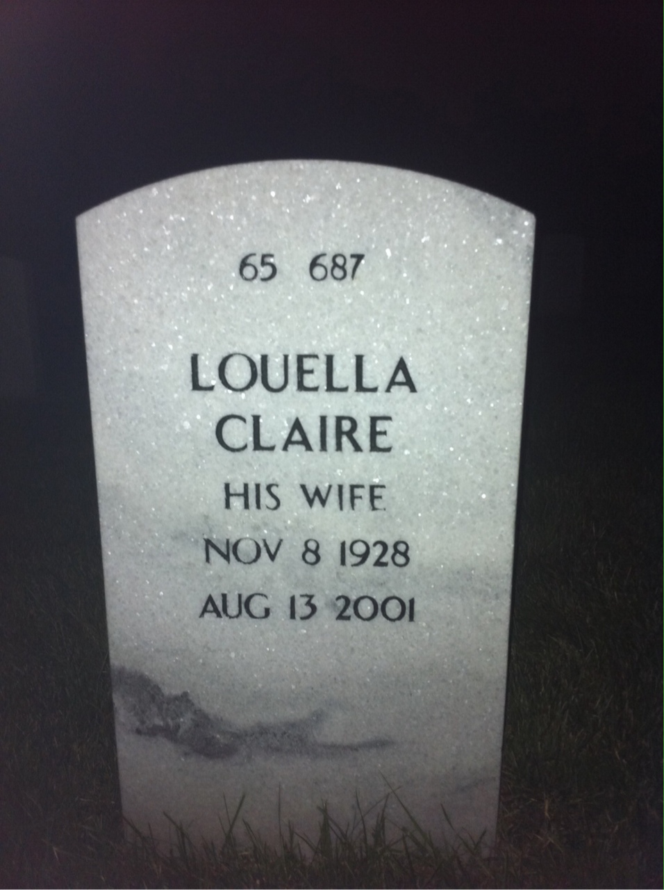 Back of headstone — Louella Cummings