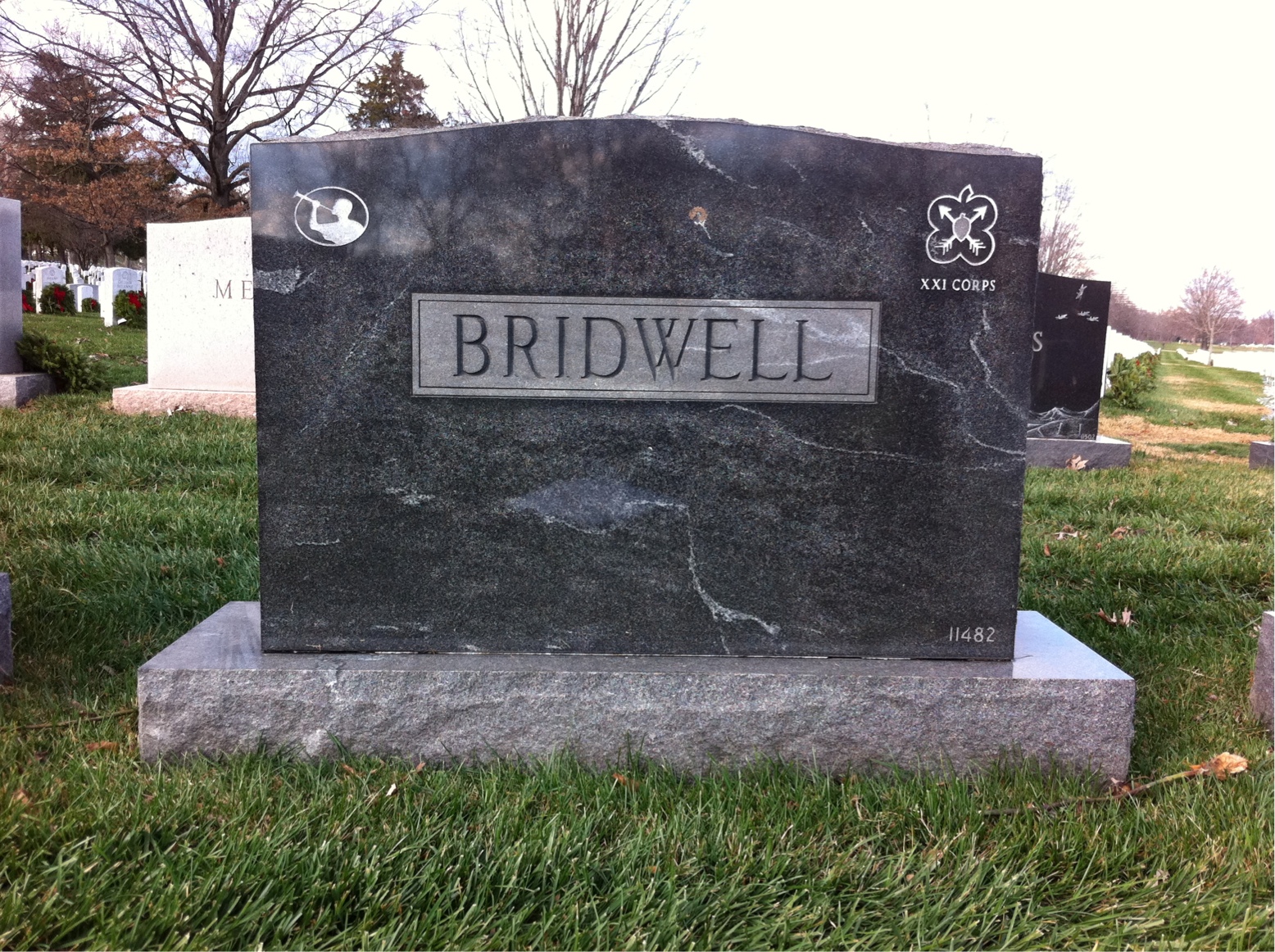 Back of headstone — Jack Bridwell