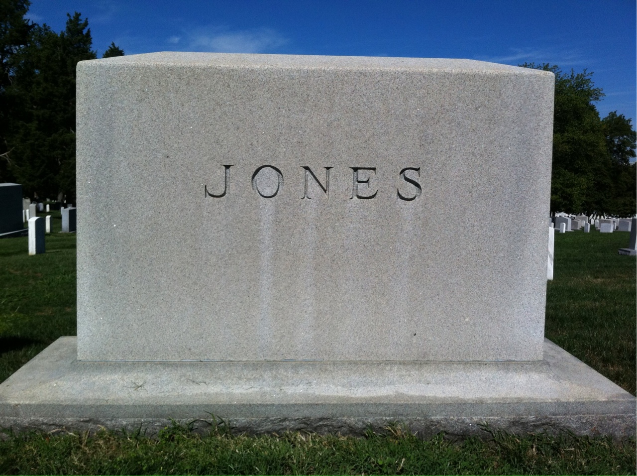 Back of headstone — Thomas Willis Jones