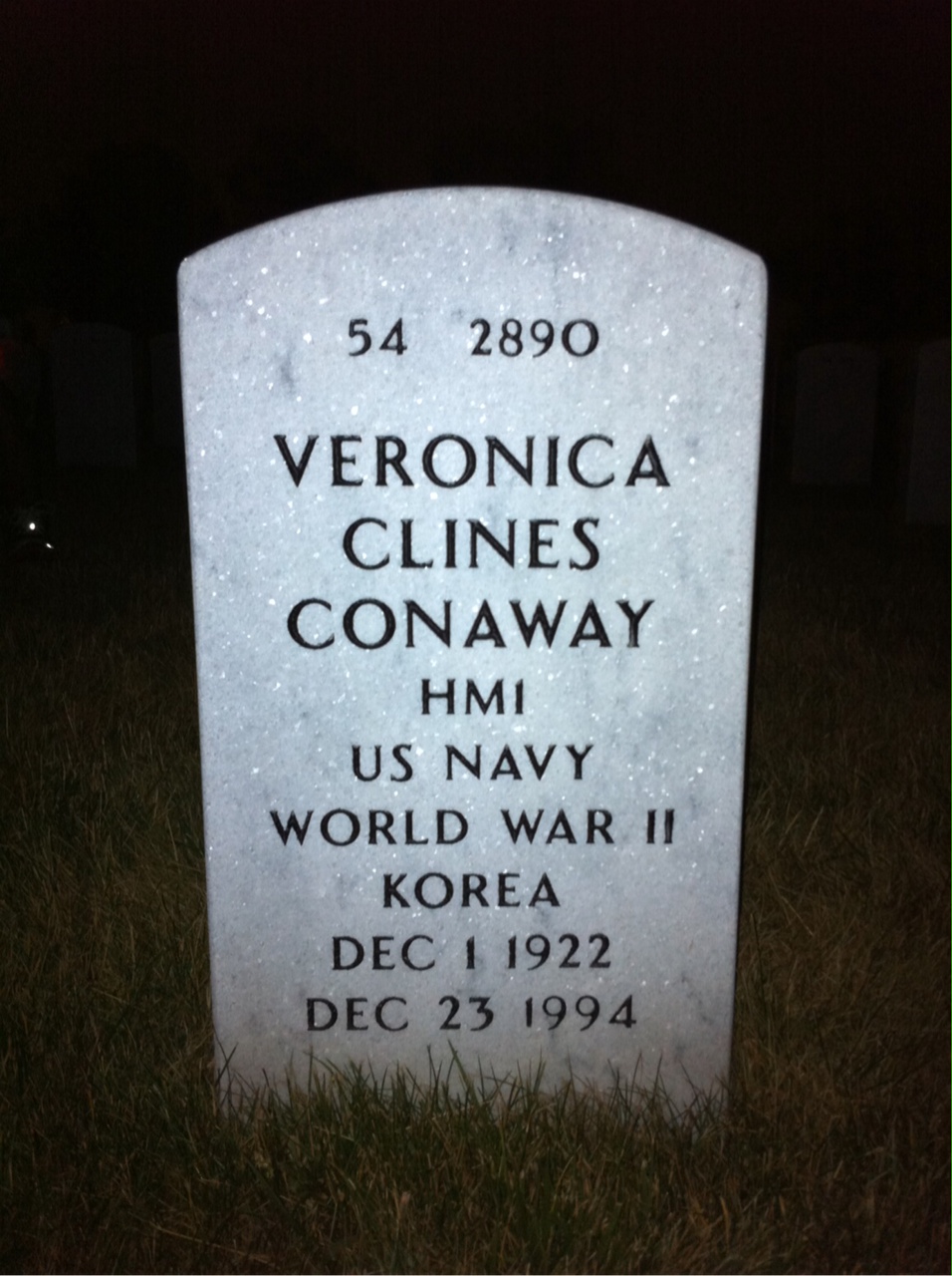 Back of headstone — Aubrey Conaway