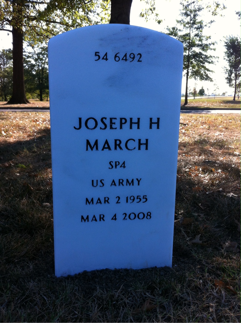 Back of headstone — Joseph March