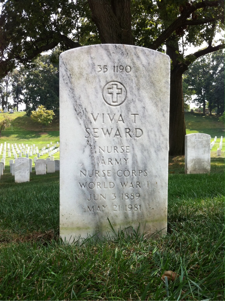 Back of headstone — Viva I Seward