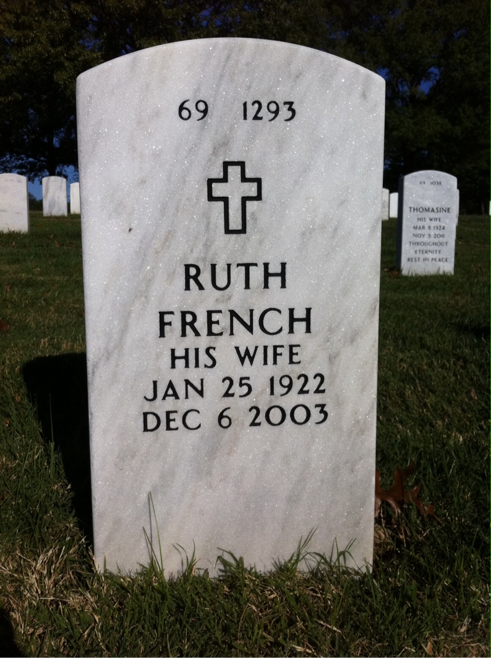 Back of headstone — Russell Bemis