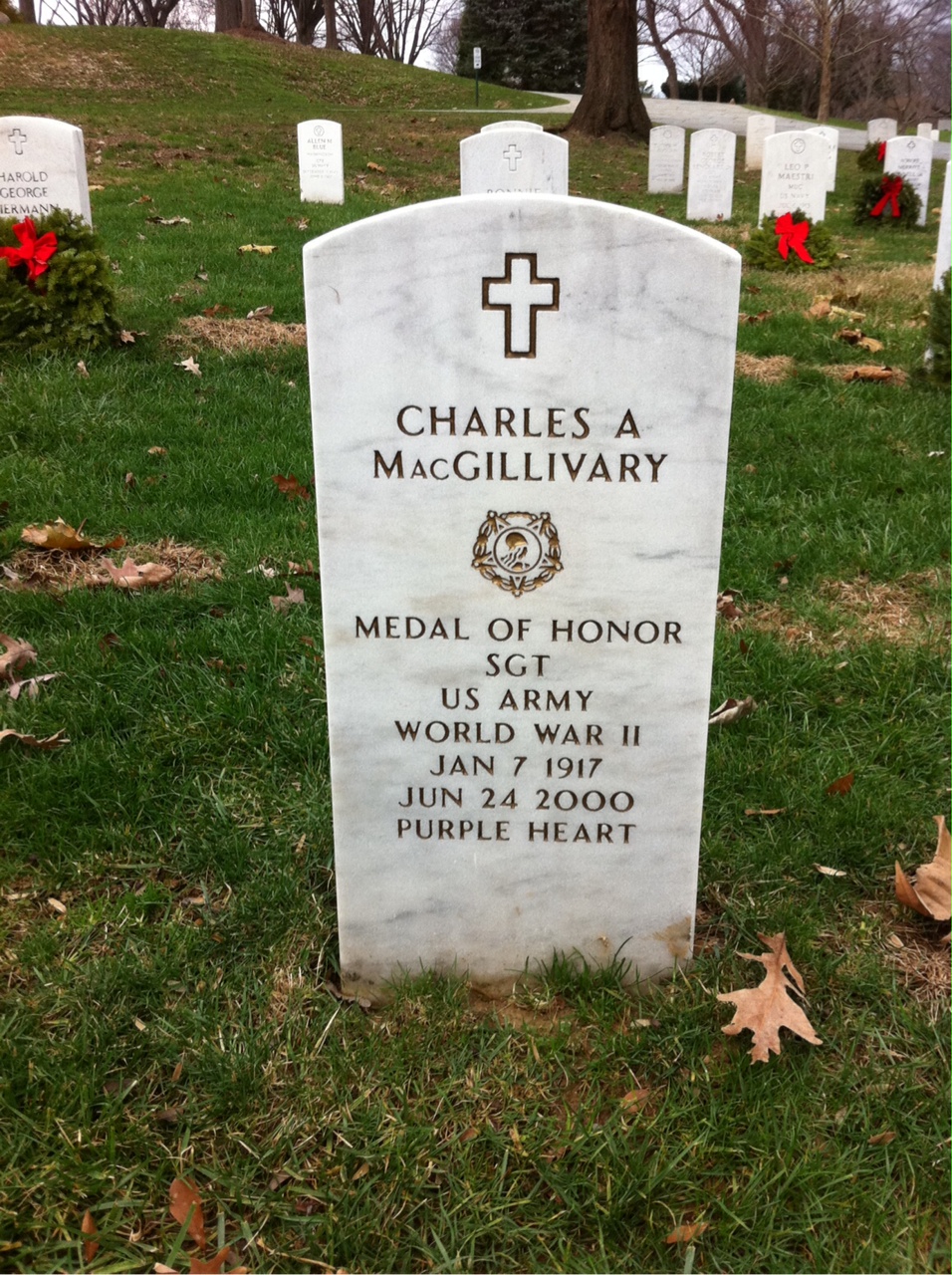Headstone shared by 2 interments, including Charles Macgillivary