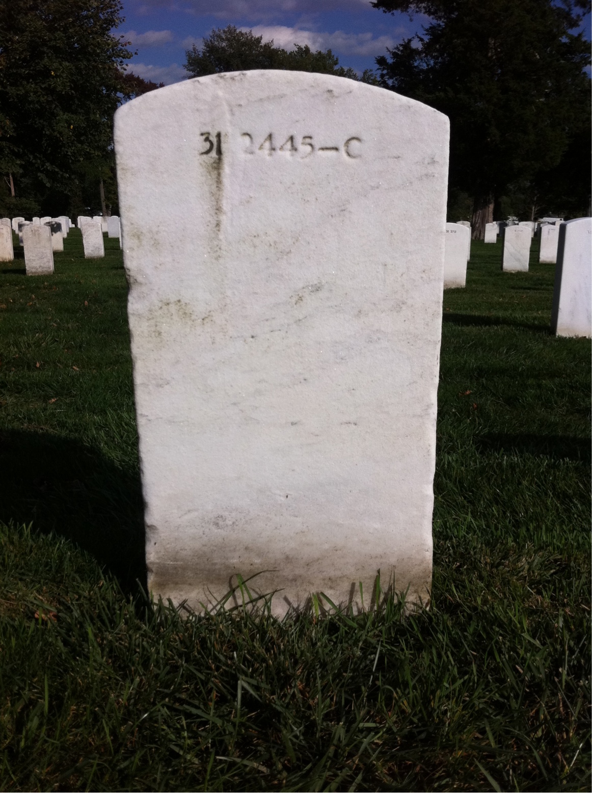 Back of headstone — Thomas J Sweeney