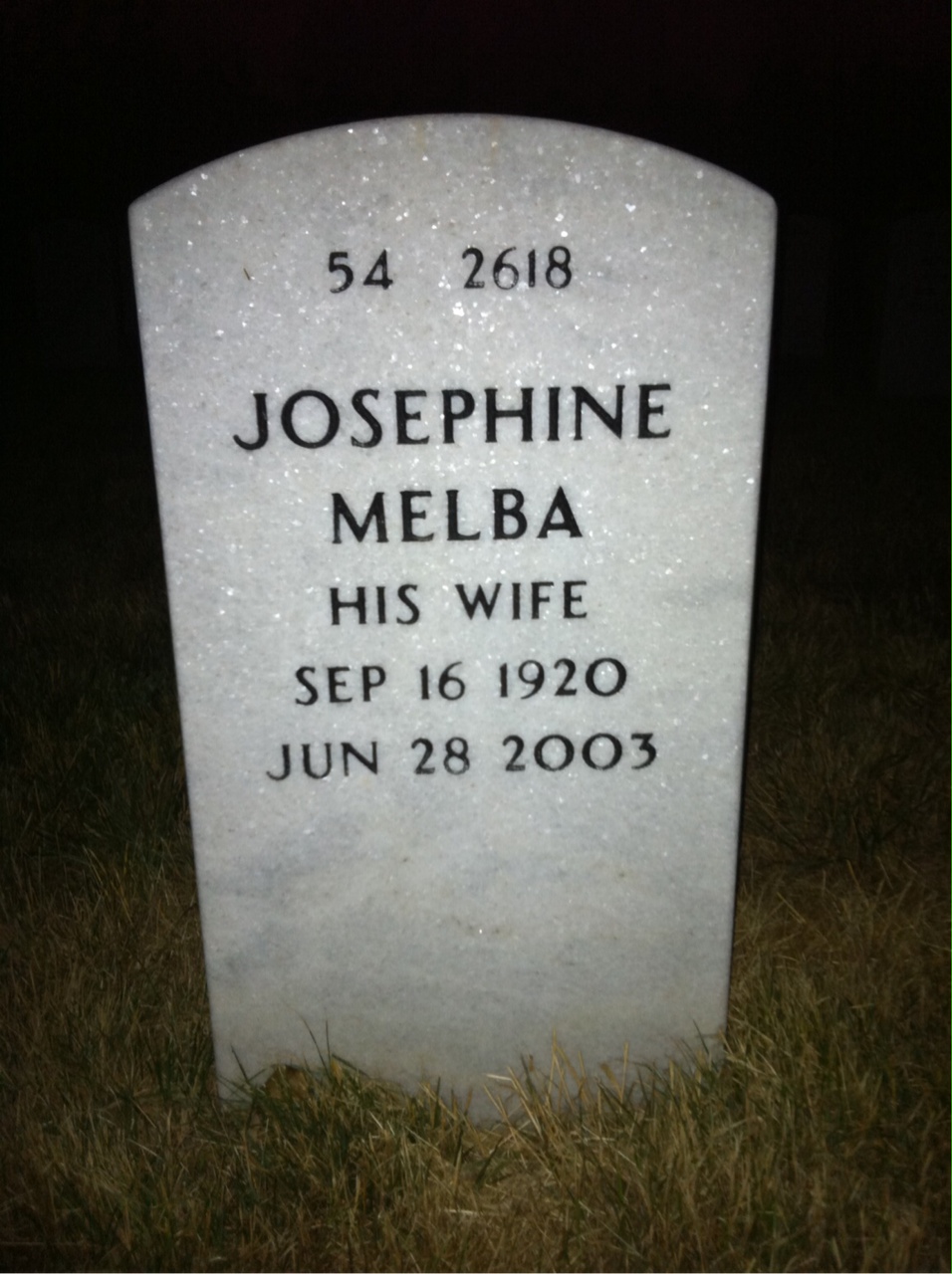 Back of headstone — John Cavalero