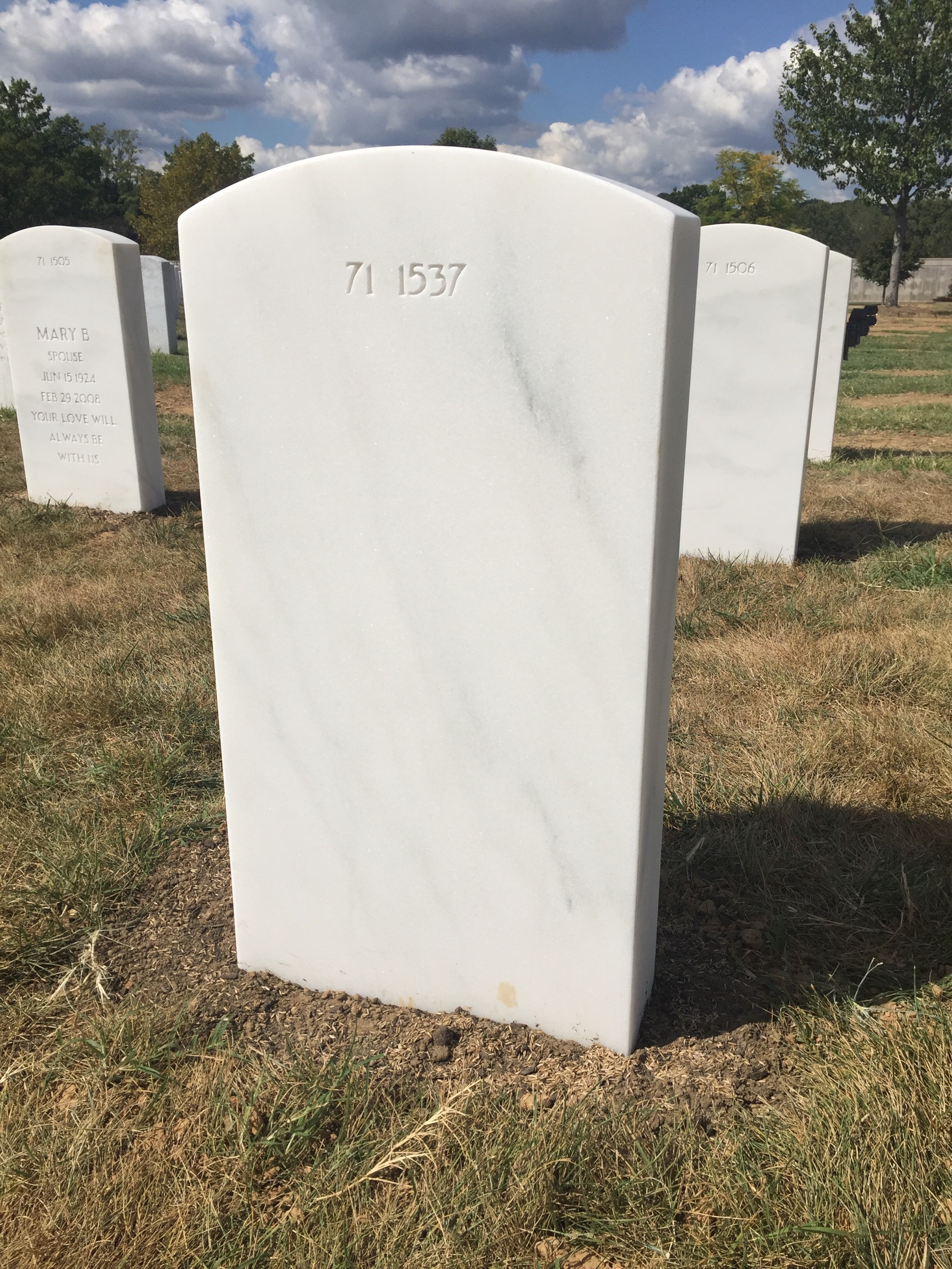 Back of headstone — William J Stockell