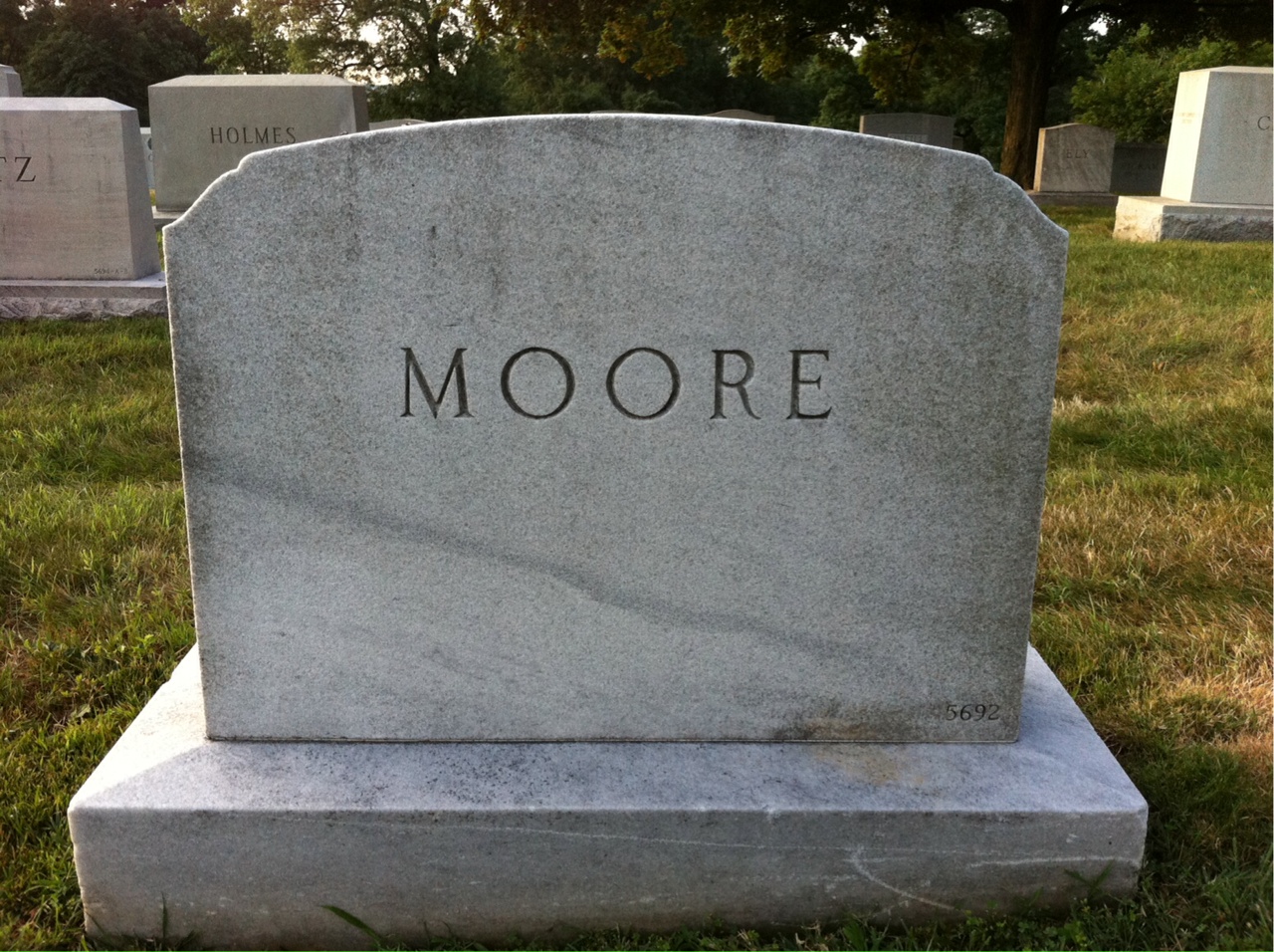 Back of headstone — Leland Moore