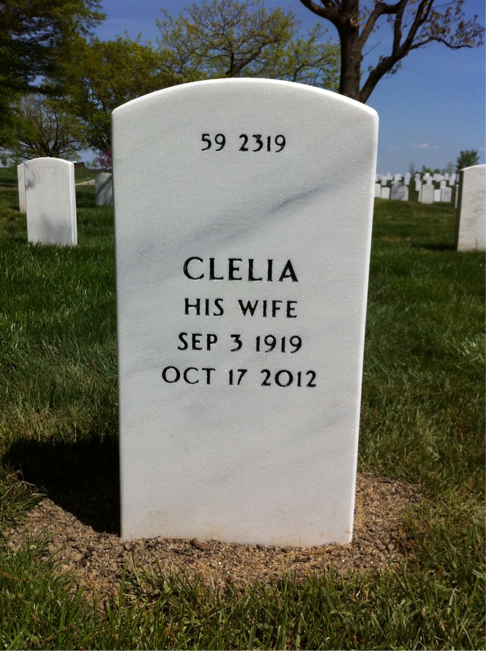 Back of headstone — Thomas Paul Hundley
