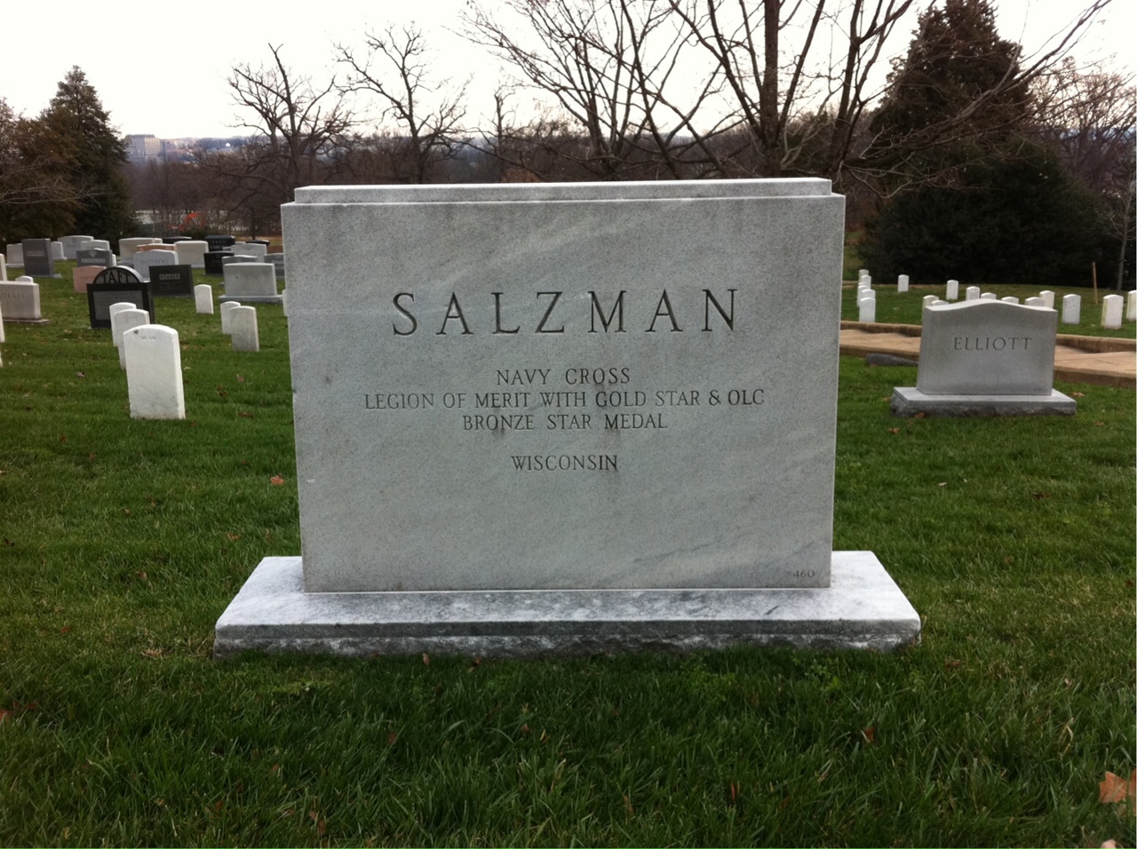 Back of headstone — Elmer Salzman