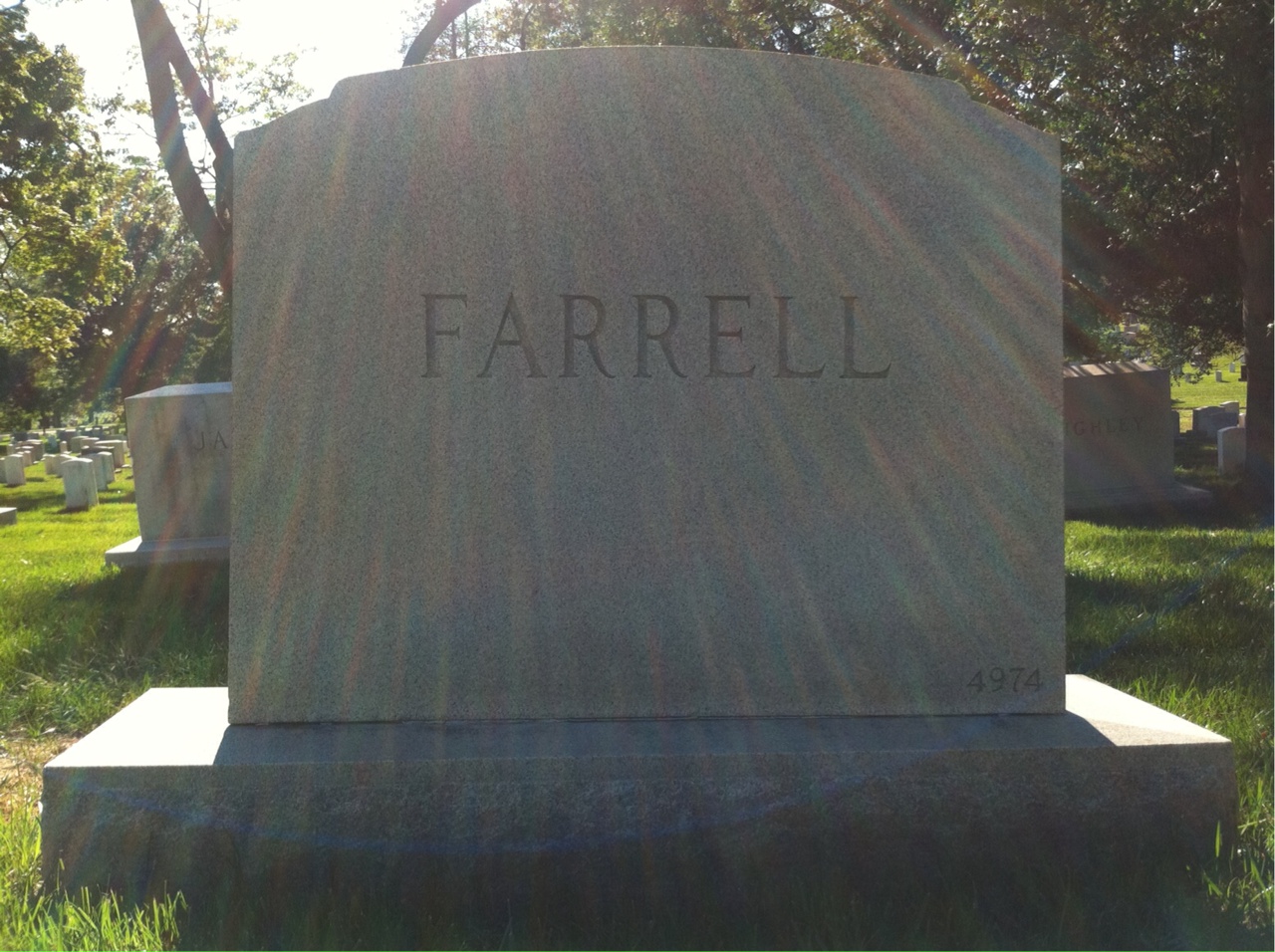 Back of headstone — Thomas Farrell